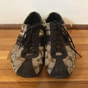 Coach “Jayme” brown and gold sneakers